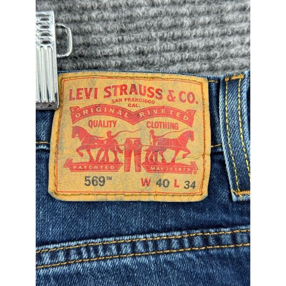 Levi's Jeans Mens 40x34 Blue 569 Loose Fit Straight Leg Medium Wash Denim - Picture 6 of 15